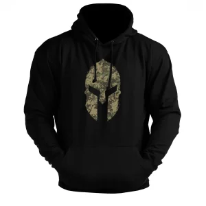 Spartan Helmet Woodland Gym Hoodie